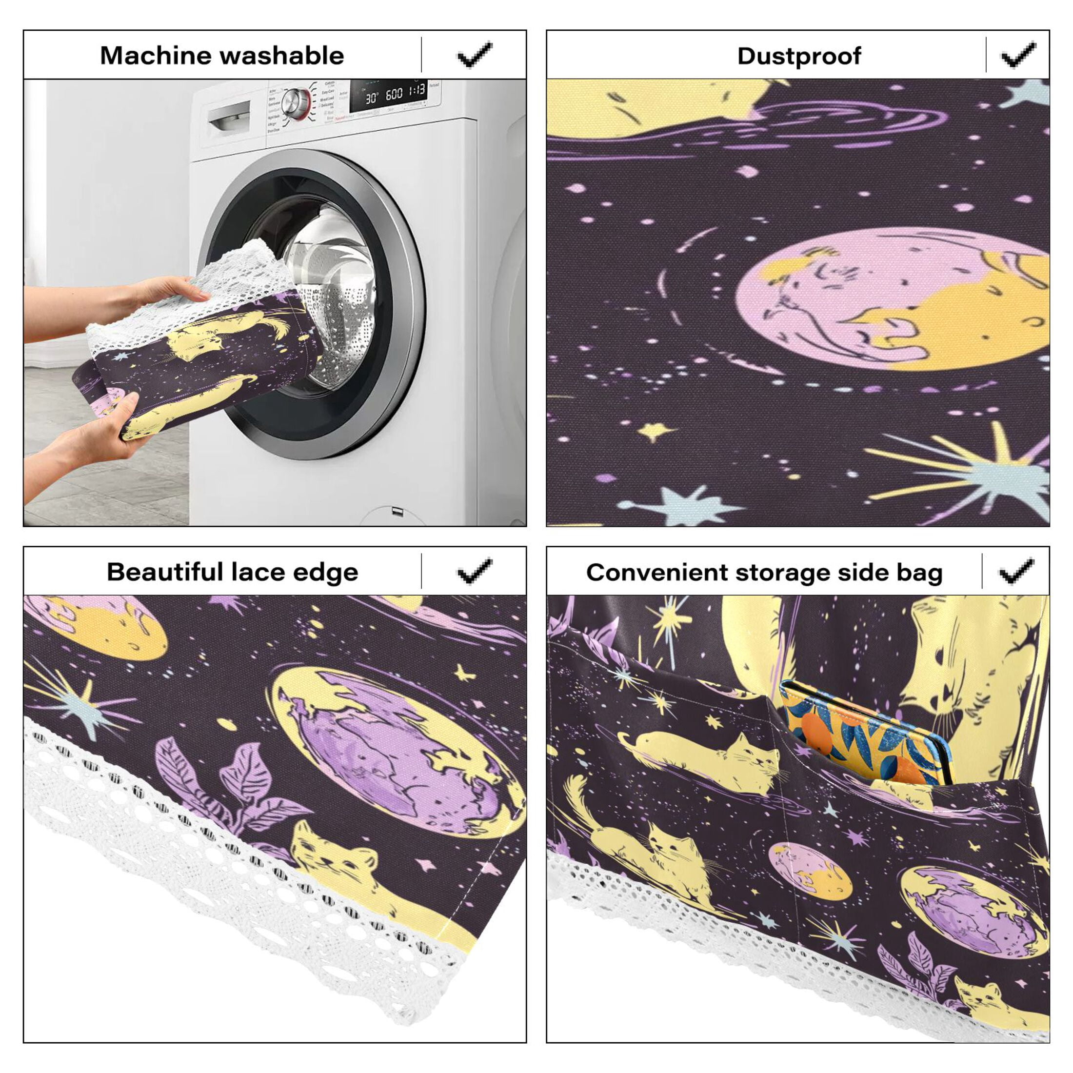 WOBOGO Yellow Cats Artistic Pattern Washing Machine Cloth Dryer Refrigerator Top Cover Protective Non-Slip Mat For Kitchen Laundry