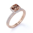 thumbnail image 4 of JeenMata 1.5 Carat Cushion cutcreated morganite and Moissanite Bridal Wedding Ring Set with Engagement Ring and Wedding Band in 18k Gold Over Silver, 4 of 6
