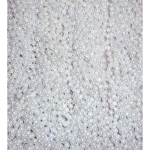 72 6 dozen WHITE PEARL MARDI GRAS BEADS PARTY FAVORS NECKLACES