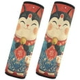 thumbnail image 2 of WOBOGO Illustration Of Fortune Cats with Blue Snowflakes Seat Belt Cover 2 Piece Soft Comfort Driving Shoulder Pad Suitable for All Cars and Backpacks, 2 of 8