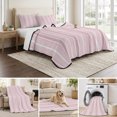 thumbnail image 6 of 3 Pieces King Quilt Set,Pink Ombre Vertical Striped Soft Bedding Sets with 1 Quilt & 2 Pillow Shams,Ombre Vertical Stripe Summer Bedspread Lightweight Coverlet Comforter for All Season, 6 of 9