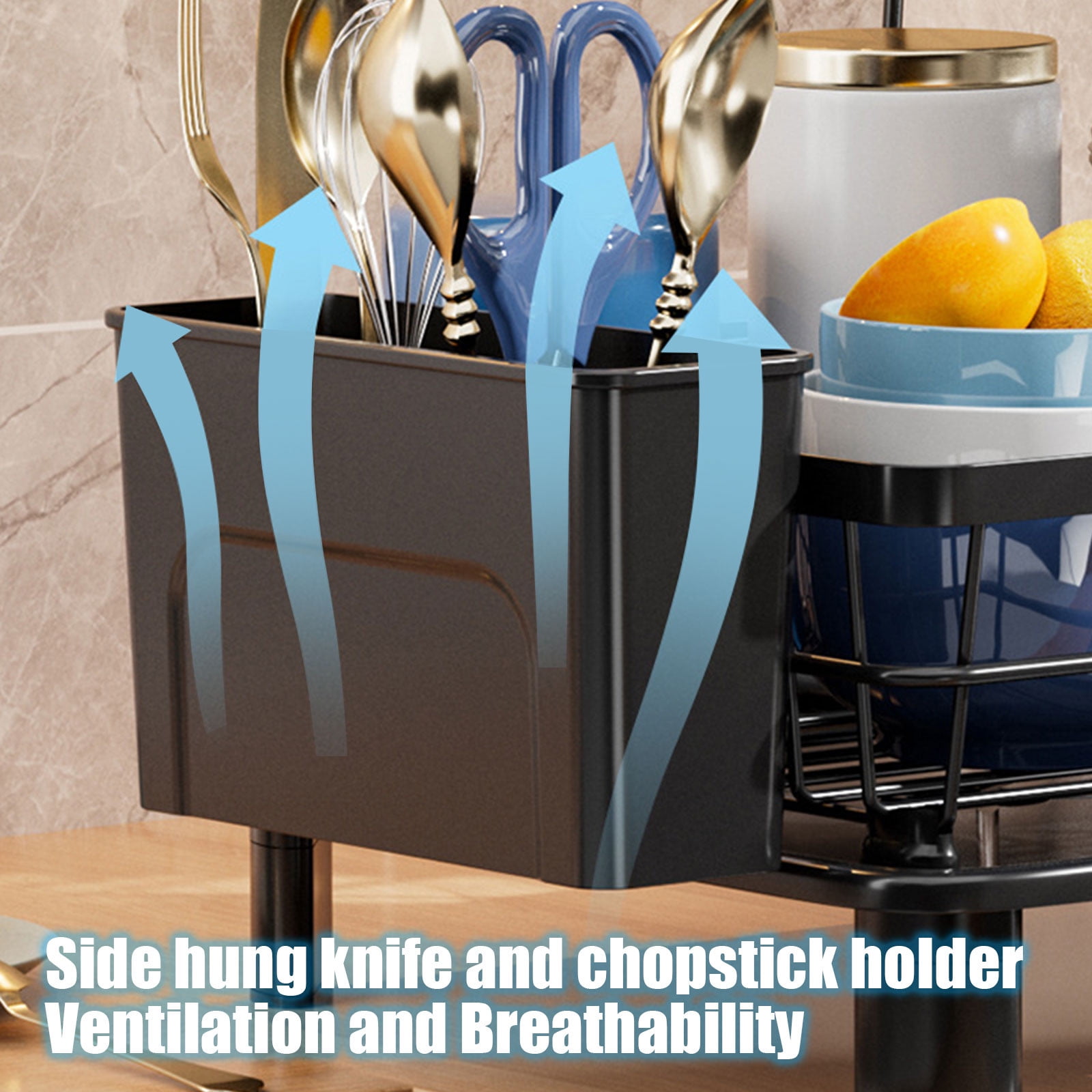 Dish Drying Rack,2 Tier Dish Racks for Kitchen Counter,Large Capacity Detachable Dish Rack,Stainless Steel Rustproof Dish Drainer with Drainer,Utensil Holder,Cup Holder for Dishes