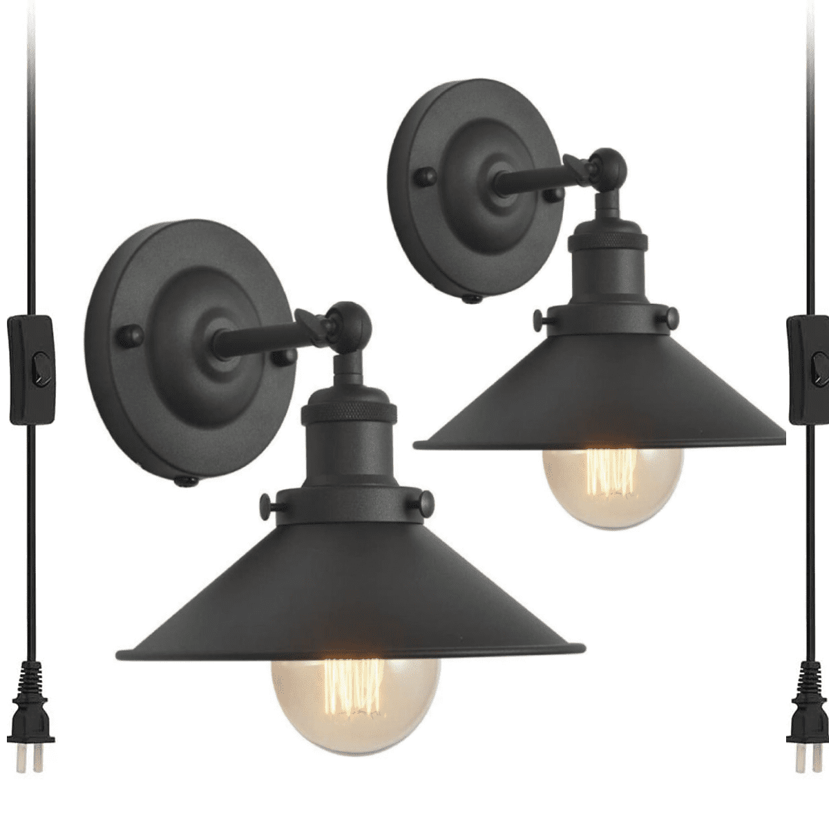 Metal Wall Sconce 2Pack Vintage Wall Light Black Industrial Vintage