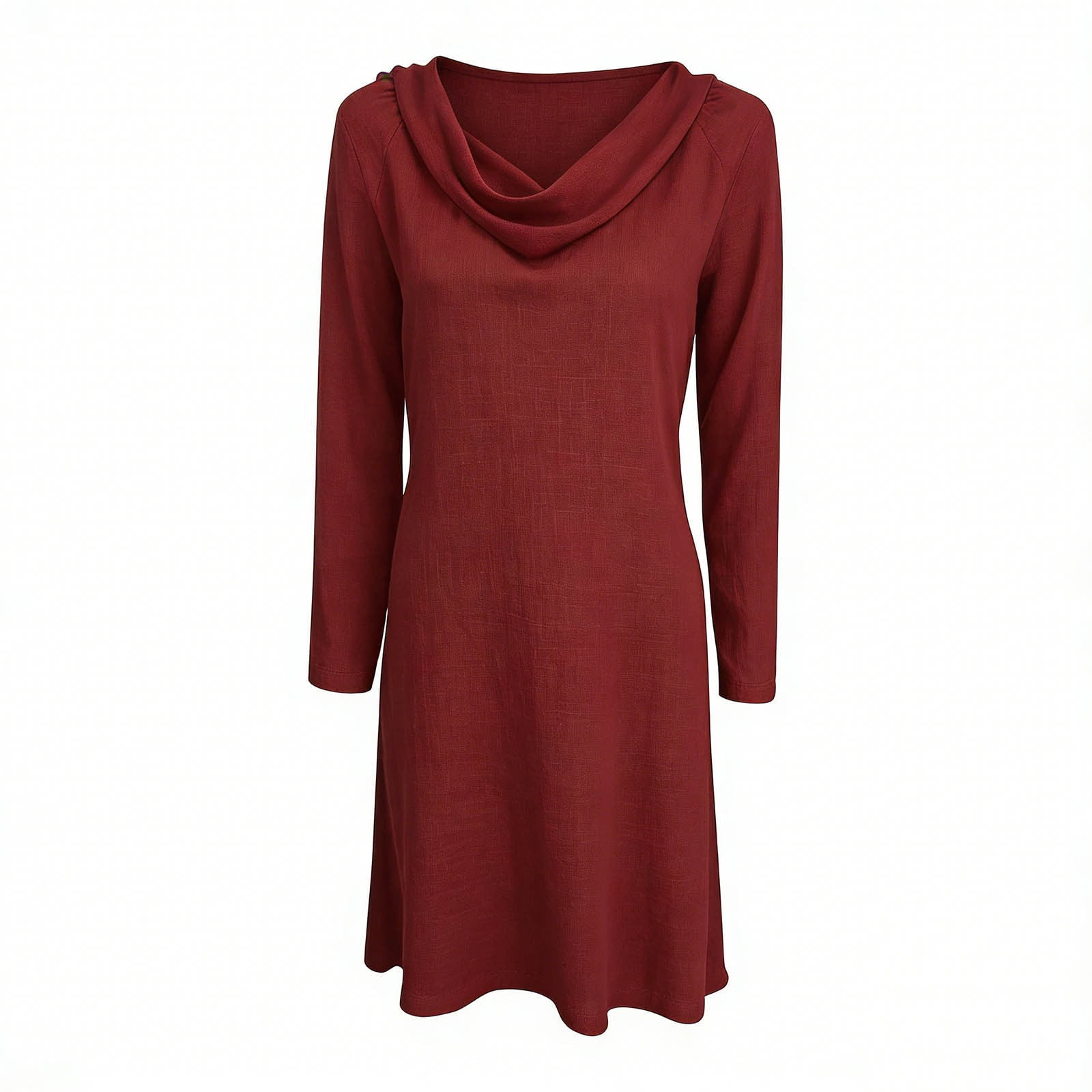 Ygbgbb Women's Cowl Neck Dress Summer Mini Dress Cotton Linen Dress Solid  Long Sleeve Tunic Top Beach Vacation Dresses Casual Outfits Red L -  Walmart.com