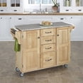 thumbnail image 2 of Kingfisher Lane Solid Rubber Wood Rolling Kitchen Cart in Brown, 2 of 2