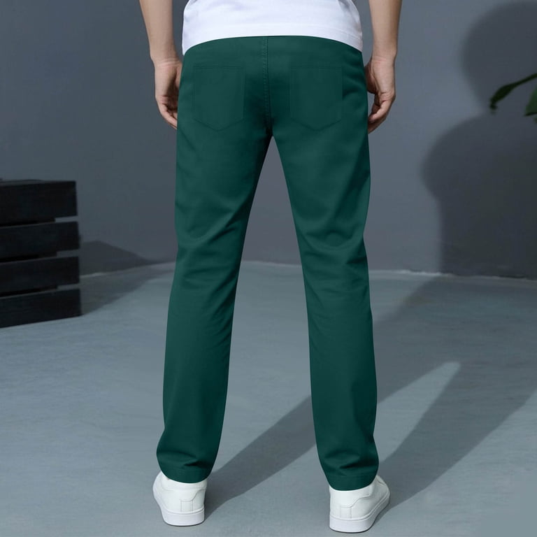boys green dress pants hlysgo Elastic Waist Kids Slim Fit Straight Suit Pants Uniform Trousers with Pockets Green,5-6 Years SL DEALS