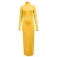 thumbnail image 4 of Conairie Maxi Dresses for Women Solid Color Crew Neck Slim Elegant Long Sleeve Dress Comfort Vocation Boho Bodycon Dress Yellow XXXL, 4 of 5