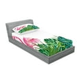 thumbnail image 2 of Ambesonne Tropical Fitted Sheet & Pillow Sham Set, Exotic Nature Flamingo, Twin, Green Pink Blue, 2 of 2