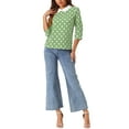 thumbnail image 2 of INSPIRAR CHIC Blusa de Mujer con Cuello Peter Pan en Contraste y Mangas 3/4 Talla XS Verdes, 2 of 5