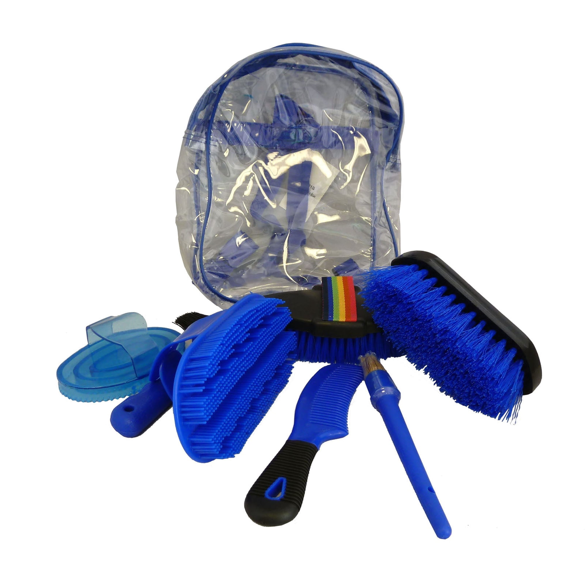 AJ Tack 8 Piece Kids Horse Grooming Kit Blue