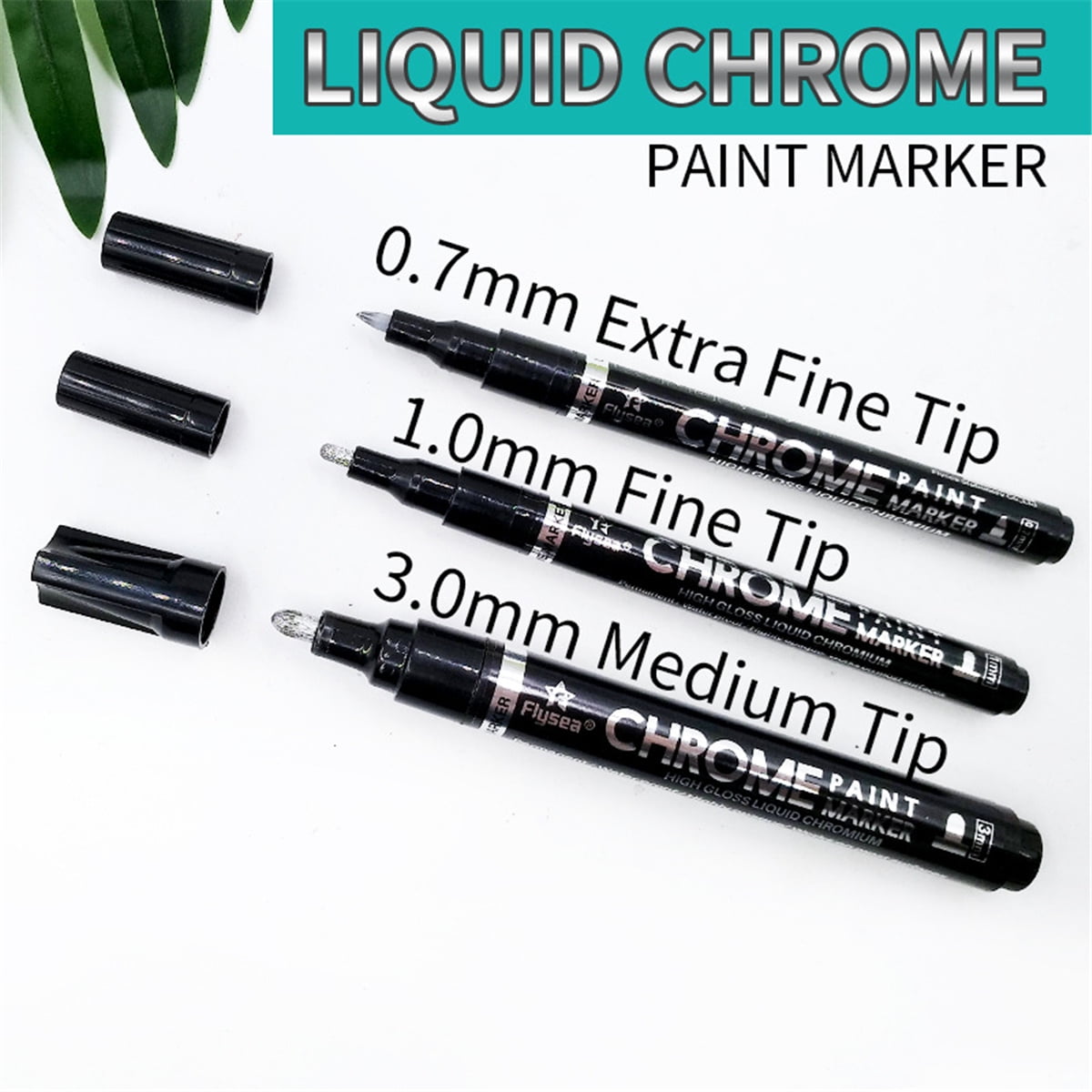 LIQUID CHROME Set with three different-sized markers