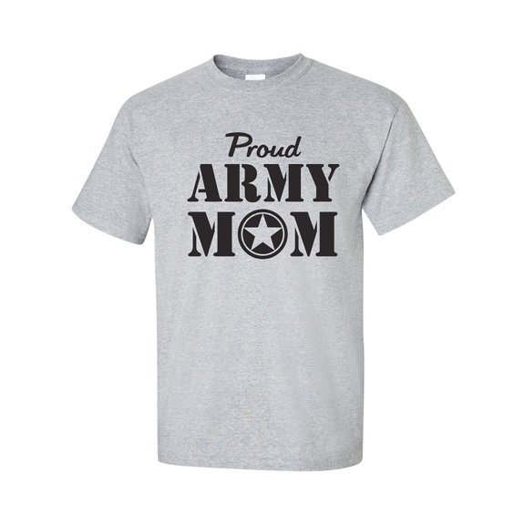 Proud ARMY Mom Short Sleeve T-Shirt in Sport Grey