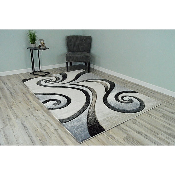PREMIUM 3D Effect Hand Carved Thick Modern Contemporary Abstract Area