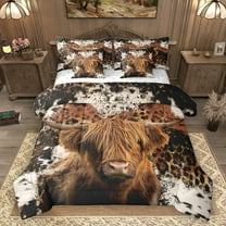 Homewish Highland Cow 7pcs Bedding Comforter Set for Children Teens,Animal Print Queen Bedding Sets Super Cozy,Farmhouse Animal Queen Sheet Sets,Breathable Home Decor,Reversible