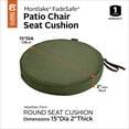 thumbnail image 3 of Classic Accessories Montlake FadeSafe Round Patio Dining Seat Cushion - 2" Thick - Heavy Duty Outdoor Patio Cushion with Water Resistant Backing, Heather Fern Green, 15"DIA x 2"T (62-002-HFERN-EC), 3 of 27