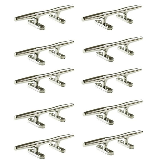 MARINE CITY Deck Mooring Rope Tie Cleat, 6-Inch Herreshoff Style 316 Stainless Steel, Corrosion-Resistant, Hollow Base, Ideal for Boat, Marine, Yacht Pack of 10