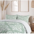 thumbnail image 6 of Ambesonne Damask Duvet Cover Sets, Floral Ivy Style Motifs Art, 2-King, Pale Sage Green White, 6 of 7
