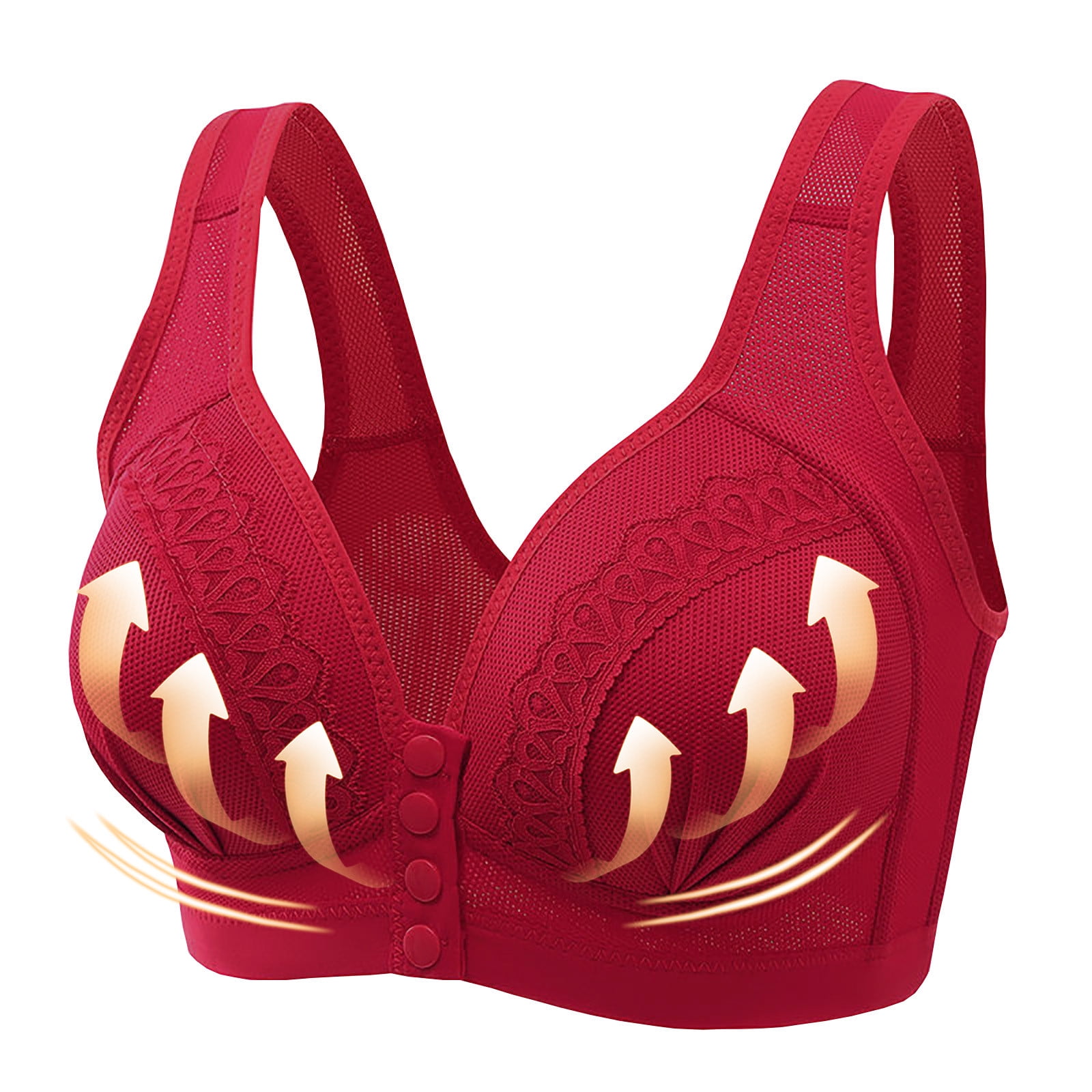 Sexy Push Up Bra Plus Size 36-46 Underwear 3/4 Cup Thin Comfort Soft Daily  Bras For Elderly Seniors Women (Color : Wine red, Size : 95/42(ABC))