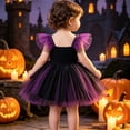 thumbnail image 3 of WOYY Girls Halloween Sleeveless Tulle Dress Square Neck Party Dress, Purple, Sizes 6M-3T, 3 of 6