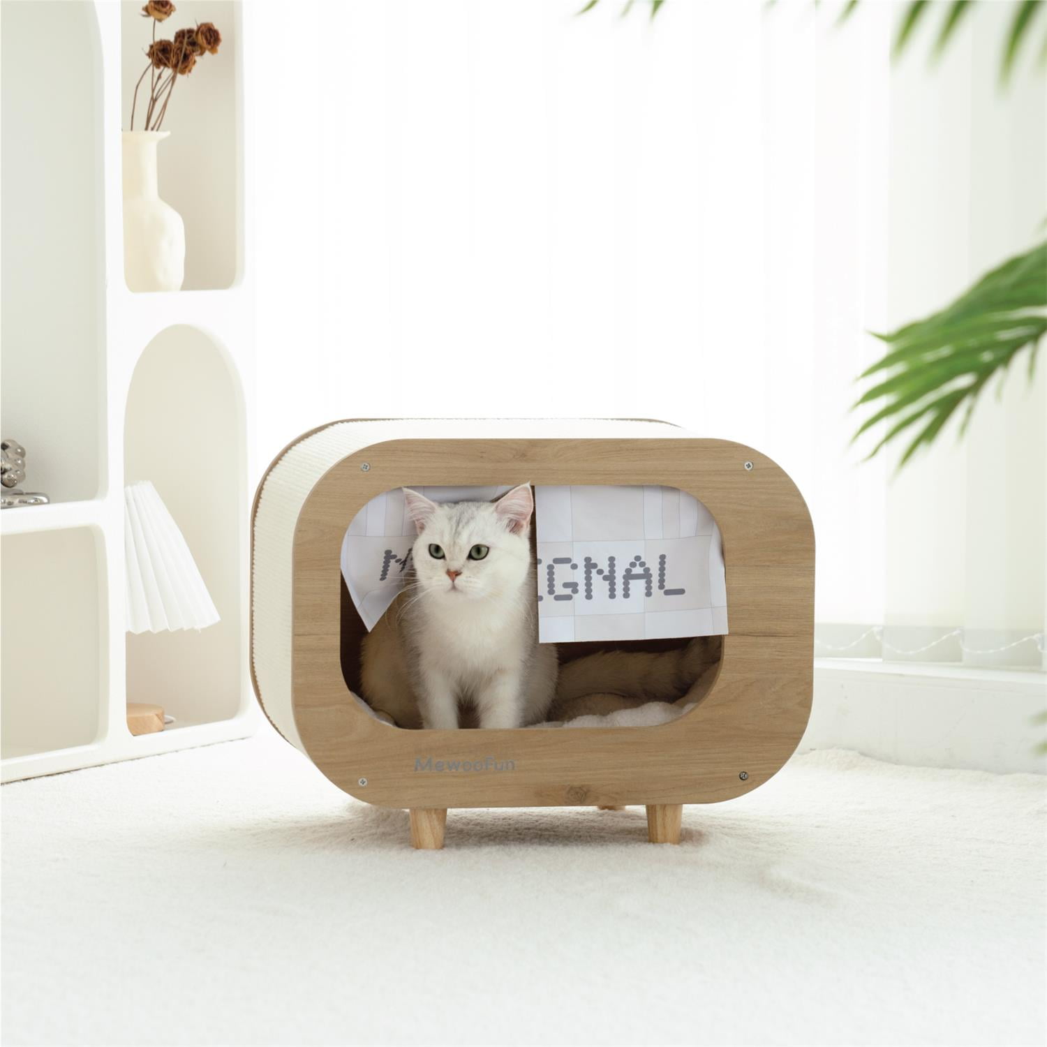 Pefilos 27" Cat House for Indoor Cats with Scratching Post, Cat Cave Bed, Cat Condo Modern Cat Nest Cute Cat Shelter, Purple and White Pefilos 27" Cat House for Indoor Cats with Scratching Post, Cat Cave Bed, Cat Condo Modern Cat Nest Cute Cat Shelter, Purple and White