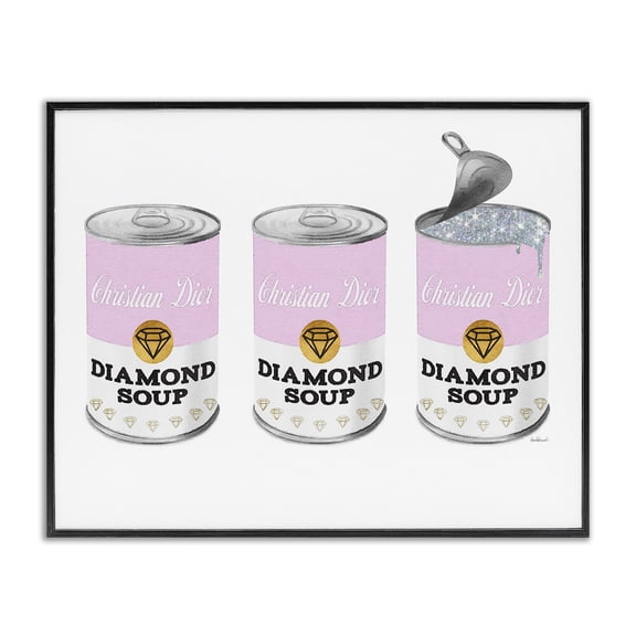 Stupell Industries Art Deco Pink Designer Pop Condensed Soup Glam Shimmer Pattern Black Framed Giclee Art, 14 x 11, by Amanda Greenwood