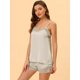 thumbnail image 2 of Lencería sexy de satén para mujer, con ribete de encaje, camisetas, pantalones cortos, pijamas, conjuntos Gris S, 2 of 5