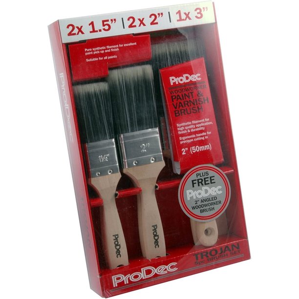 ProDec - Set de brochas Trojan - Pack de 6 (Beige, Negro)