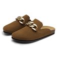 thumbnail image 3 of Dream Pairs Women's Mules Soft Footbed Clog Comfortable Flats Cork Clog Shoes Round Toe Chain Mules Slip on Sandals Slides Shoes SDML2207W CHESNUT Size 10, 3 of 4