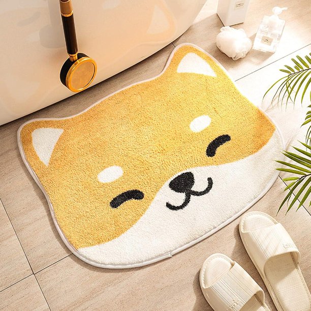 Alfombras de baño lavables Alfombrilla de baño de dibujos animados Alfombrillas antideslizantes para niñas, niños, Alfombra absorbente de agua de microfibra con forma de cara de perro para c
