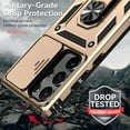 thumbnail image 5 of Decase For Samsung Galaxy S23 Ultra 6.8 inch Case with Built-in 360° Rotating Ring Stand,Magnetic Shockproof with Slide Camera Lens Protector Cover,Gold, 5 of 8
