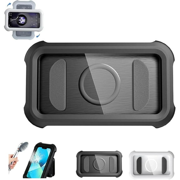 Waterproof 480° Shower Phone Holder – Wall & Bathtub Mount, Adjustable Bathroom Phone Stand with Touch Screen, 2-in-1 Waterproof Rotatable Case for 4-7 Inch Phones
