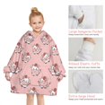 thumbnail image 6 of Pink Cow Strawberry Head Pattern Blanket Hoodies for Kids 6-13YR Oversize Wearable Blanket Hoodies for Boys Girls Teens, 6 of 7