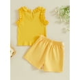 thumbnail image 4 of Suealasg Little Girl Summer 2Pcs Outfits Set Sleeveless Round Neck Ribbed Tank Tops Daisy Shorts 1T 2T 3T 4T Toddler Baby Girl Beach Party Clothes, 4 of 7