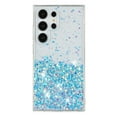 thumbnail image 2 of Luminous Case for Samsung Galaxy S24 Ultra, Glow in the Dark Fluorescent Glitter Case for Women Girls, Bling Sparkle Lightweight Slim Shockproof Protective Phone Cover for Galaxy S24 Ultra, Blue, 2 of 6