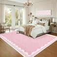 thumbnail image 2 of GlowSol 6'x9' Washable Area Rug Scalloped Pattern Rug Soft Solid Modern Non-Slip Low-Pile Rug for Dining Room Home Office, Pink, 2 of 7