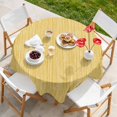 Yellow Linen Texture Round Tablecloth 54 Inch - Waterproof Fabric Table ...