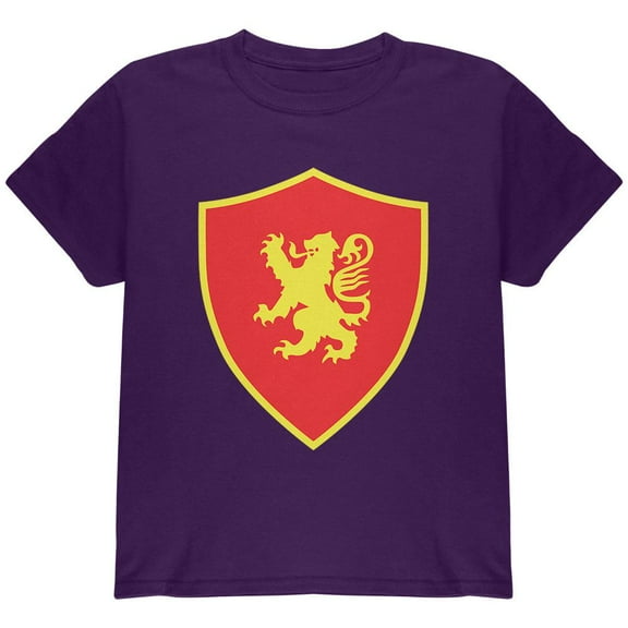 Halloween Knight Shield Costume Rampant Lion Youth T Shirt Purple YMD