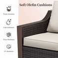 thumbnail image 3 of Joyside 75" Patio Metal Wicker Sofa, All-Weather Rattan Couch with Deep Seats, Washable Cushions & Steel Frame, 3-Seat Sofa for Garden, Beige/Brown, 3 of 7