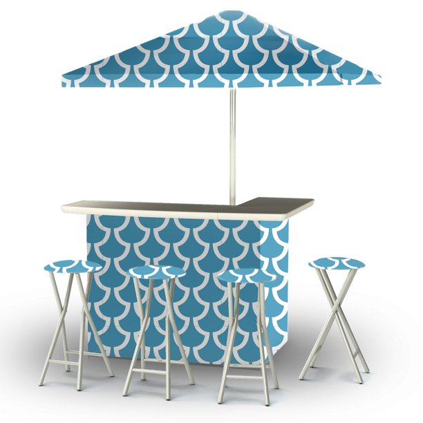 Best of Times Deluxe Package Patio Bar and Tailgating Center with 4 Bar Stools