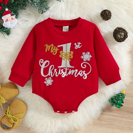 

Newborn Baby Girl Boy Christmas Outfit My First Christmas Sweatshirt New Year Fall Winter Clothes 3-6 Months