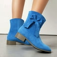 thumbnail image 5 of QQAMB Women Bow Detail Short Boots with Chunky Low Heel Ankle Booties for Casual Winter Wear and Outdoor Use, 5 of 8