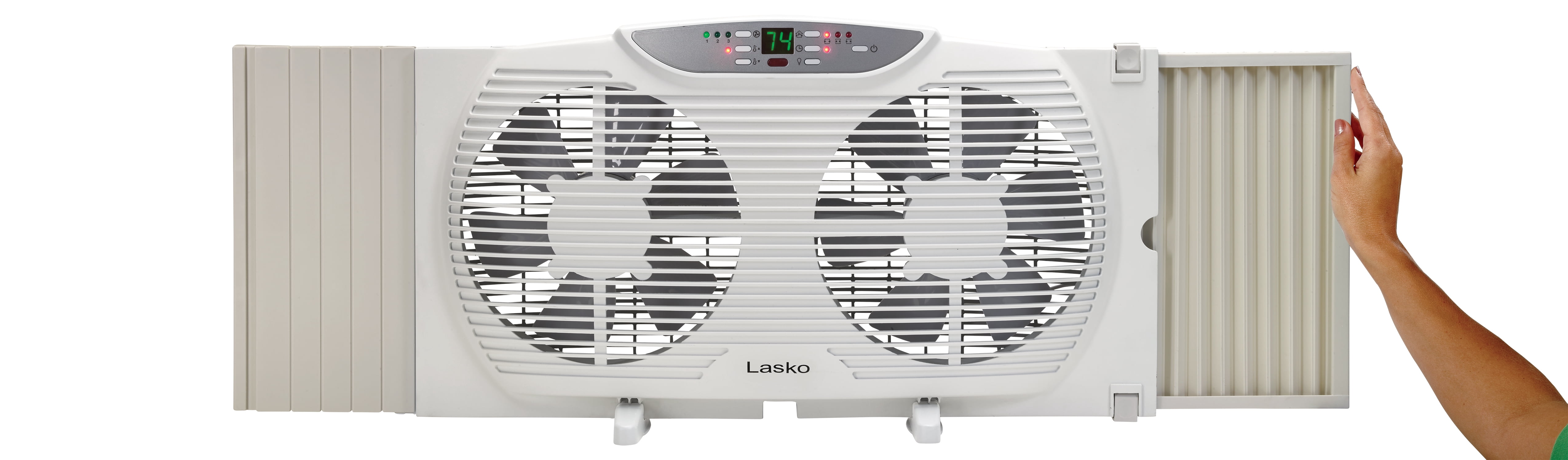 Lasko 3 Speed Electrically Reversible Twin Window Fan With Remote Control
