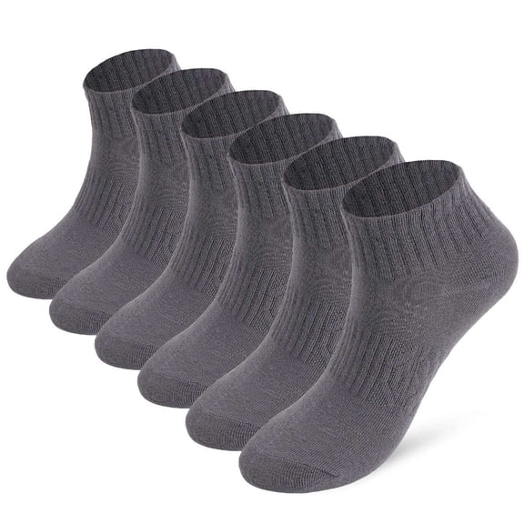 Deago 6 Pairs Mens Ankle Running Socks Athletic Casual Low Cut Breathable Moisture Wicking Short Sports Socks for Men (Gray)