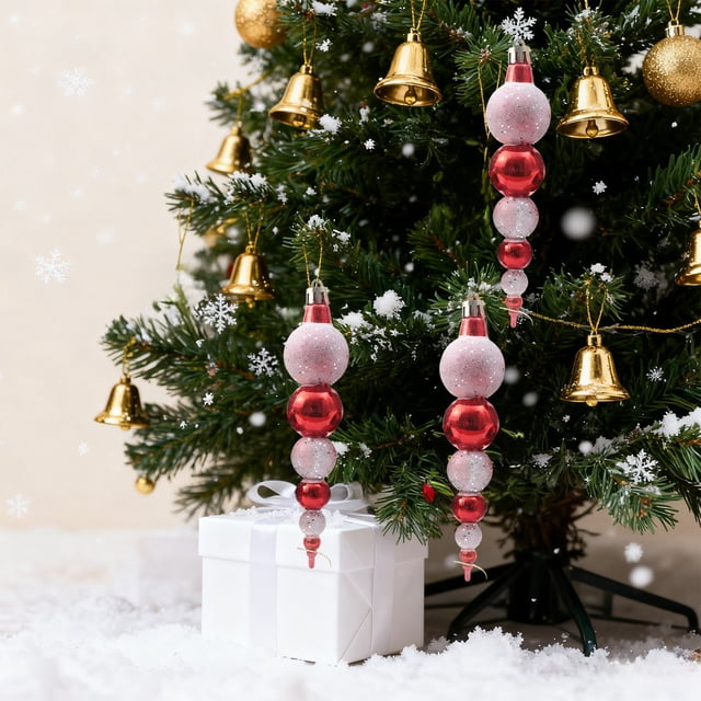 xihome Set de 3 bolas navideñas de plstico de colores con ganchos para colgar, ideales para decorar el rbol, fiestas, bodas y otras ocasiones especiales.