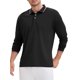thumbnail image 4 of Camisa polo de golf de negocios de manga larga de color sólido para hombre, corte regular, XL, negra, 4 of 6