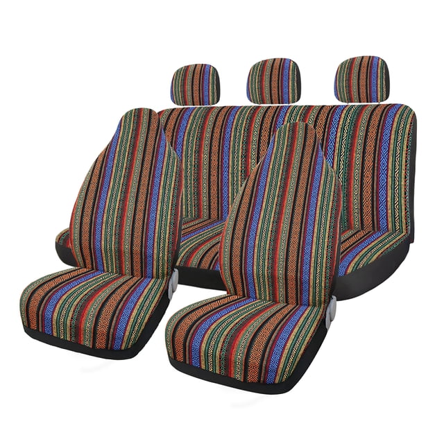 Conjunto de 7pcs Cubierta de Reposacabezas Asiento de Coche Tela Manta Baja Multicolor Unique Bargains
