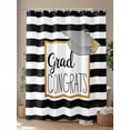 thumbnail image 4 of Fsddascl Graduation Trencher Cap Shower Curtain Set - Standard 72" x 72" Washable Curtain with 12 Hooks, Farmhouse White Black Horizontal Stripes Waterproof Fabric Shower Curtains for Bathroom, 4 of 6