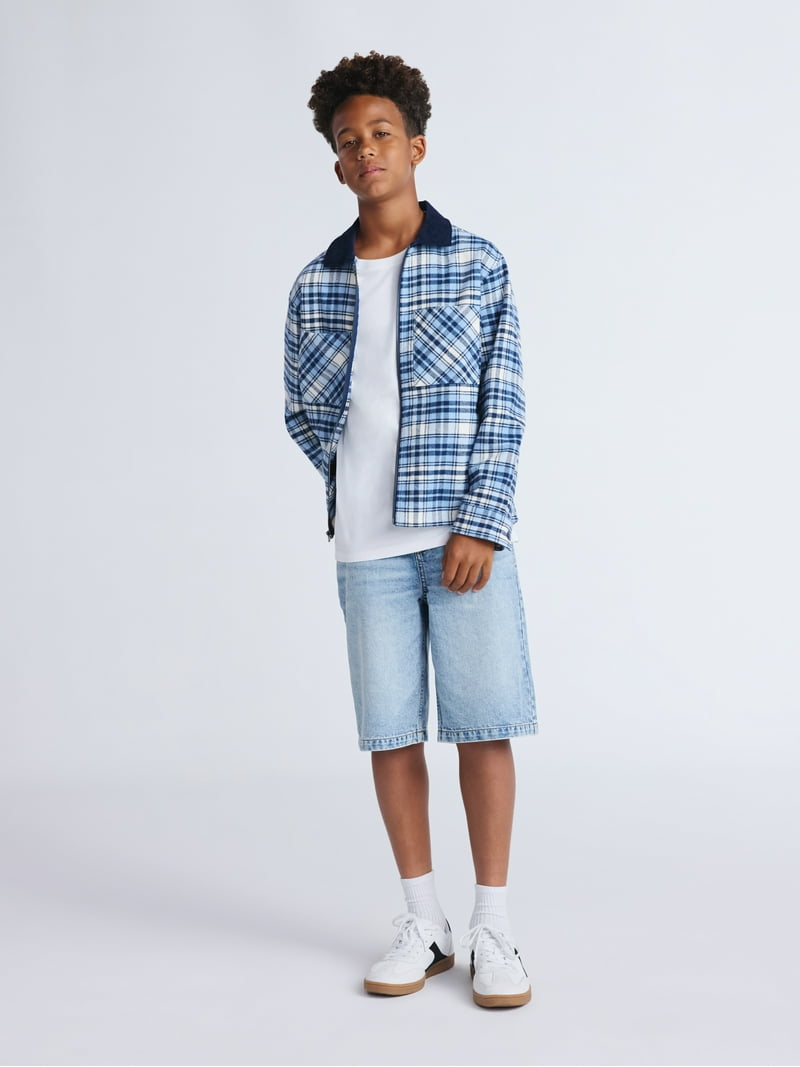 Weekend Academy Boys Flannel Full Zip Shacket, Sizes 4-18