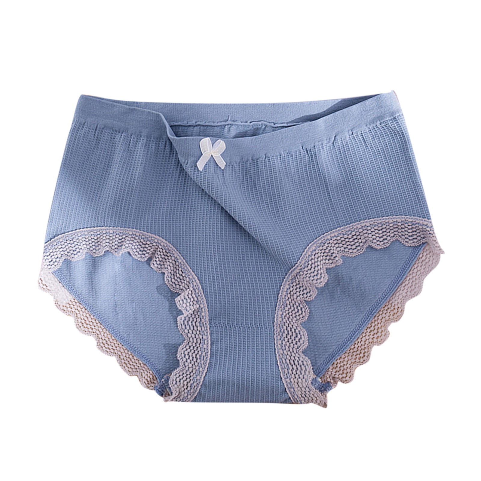 Aayomet Underwear Women Ladies Plus Size Solid Color Womens Glossy Seamless Underwear  Soft Mid Waist Briefs Panties,Blue XL 