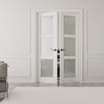 thumbnail image 2 of 36" x 80" 3-Lite Frosted Glass French Door Solid Wood Manufacture Interior Double Bathroom Door With Hardware Kit, 2 of 9